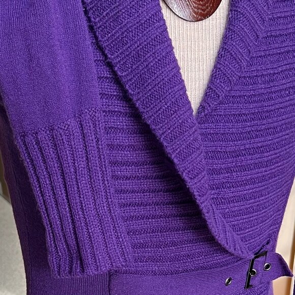 Jane Norman Sweater Dress / Tunic Solid Purple‎ Buckle Detail Size 10 - Picture 9 of 12